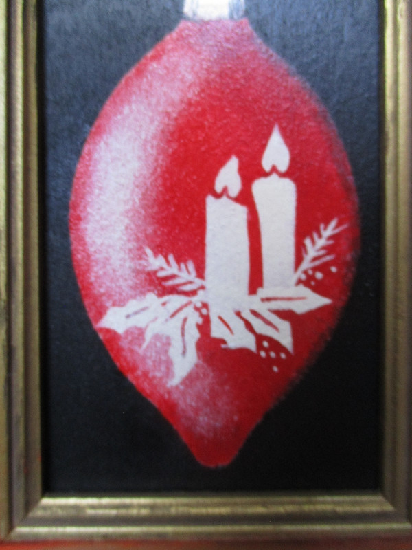 VINTAGE SHINY BRITE Teardrop Stencil Candle CHRISTMAS ORNAMENT Painting Small