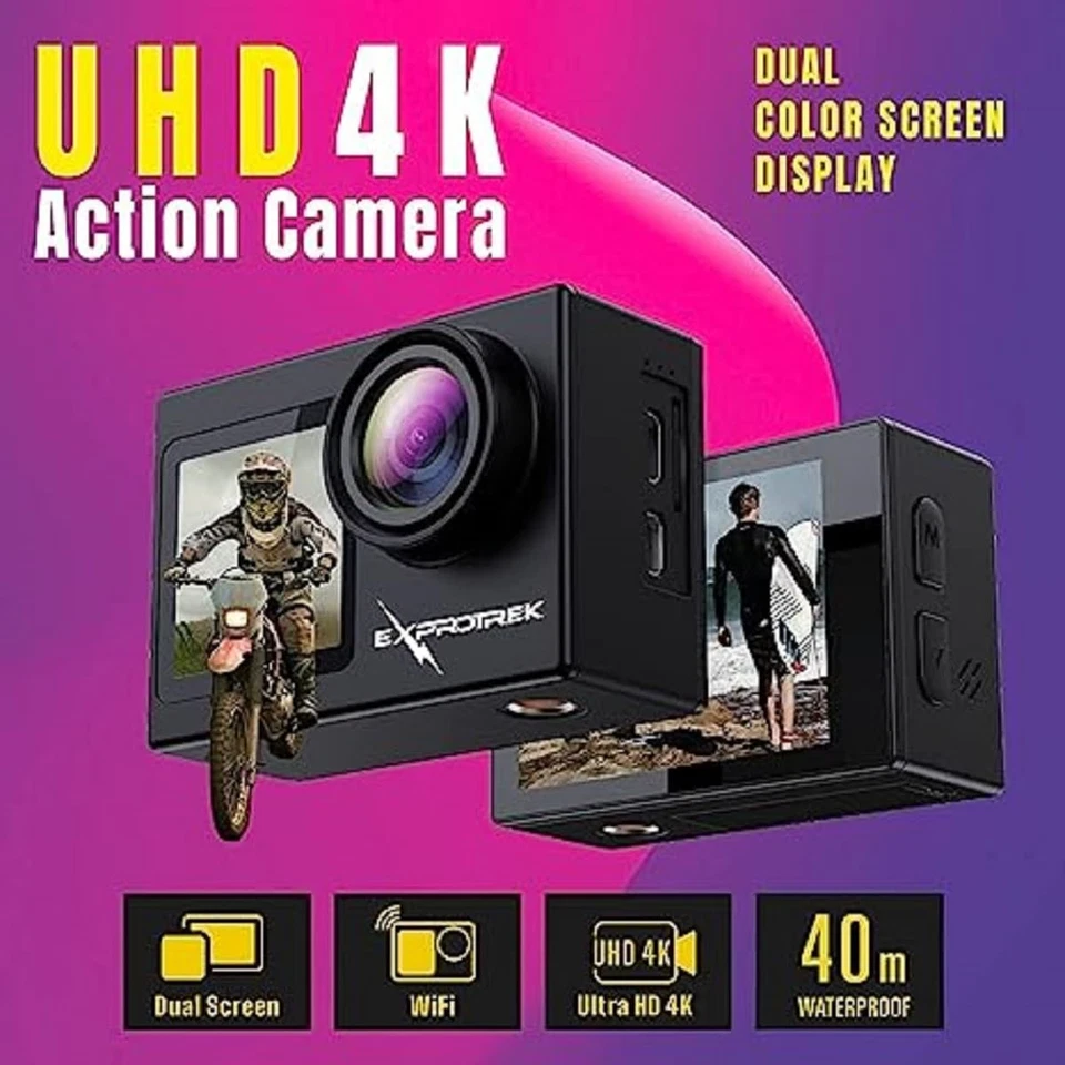 Action Camera 4K 60FPS with Touch Screen,EIS 170 ° Ultra Wide Angle, 40m Wate... - Image 2 of 4