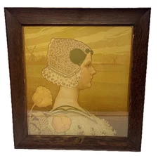 Antique Paul Berthon Original Framed Lithograph -Queen Wilhelmina Of Netherlands