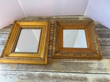 Vtg Pair Ornate Gold Gilt Wall Mirrors Set Of 2 Square & Rectangle JRS USA Made
