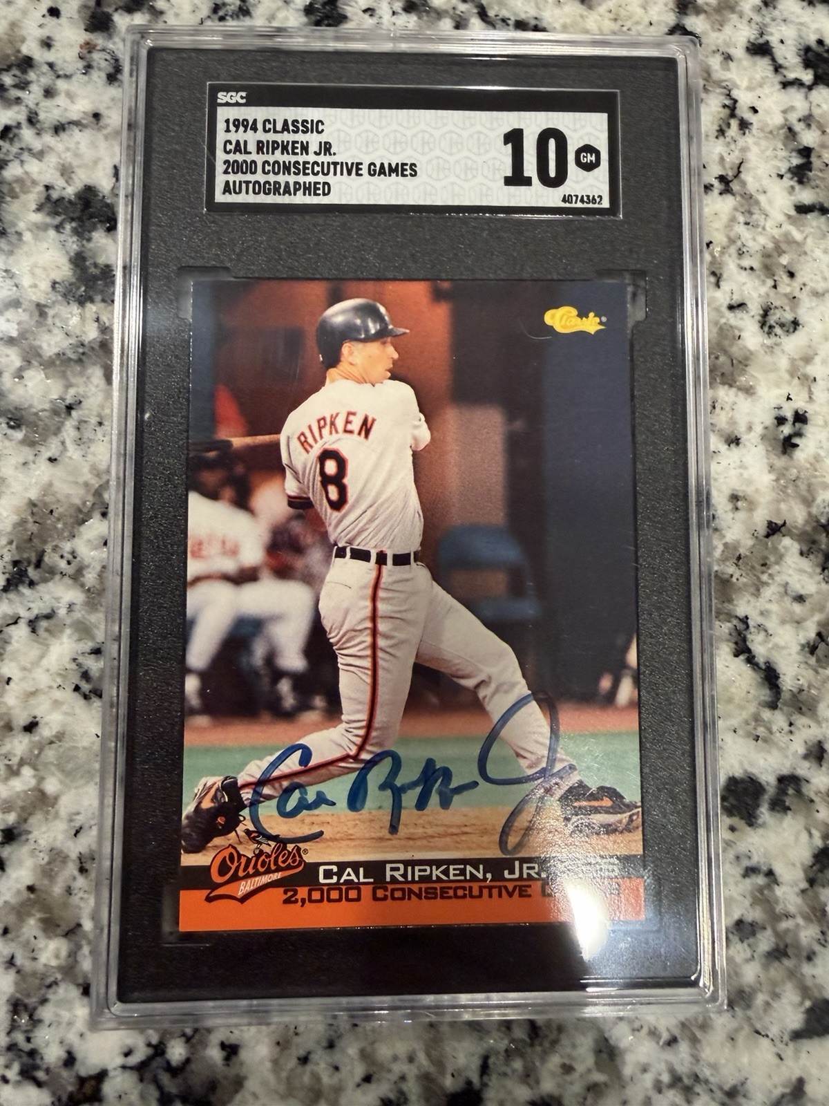 1994 CLASSIC CAL RIPKEN JR 2000 CONSECUTIVE GAMES AUTO 1/1 SGC 10 Pop 1 Unique!