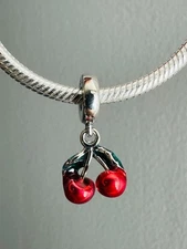 NEW Authentic Asymmetrical CHERRY Fruit Dangle Charm / Charm For Bracelet