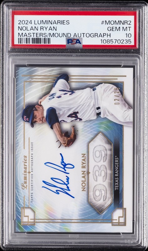 2024 TOPPS LUMINARIES MASTERS OF THE MOUND AUTOS #MOMNR2 NOLAN RYAN 2/25 PSA 10