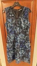 TAHARI  Guipure Floral Lace Lined Sleeveless Shift Dress Size 8