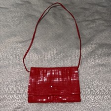 La Regale Vintage Handbag Evening Bag Off Red Metal Mesh Fold Over Strap La Regale Vintage Handbag Evening Bag Off Red Metal Mesh Fold Over Strap