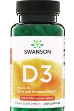 7 Bottles Swanson Vitamin D-3 400 Iu 250 Capsules exp 2-2027