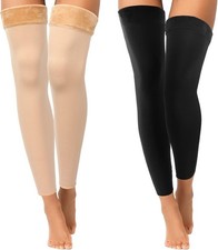 2 Pairs Fleece Leg Warmers Women Over Knee Winter Thick Fleece Lining Elastic