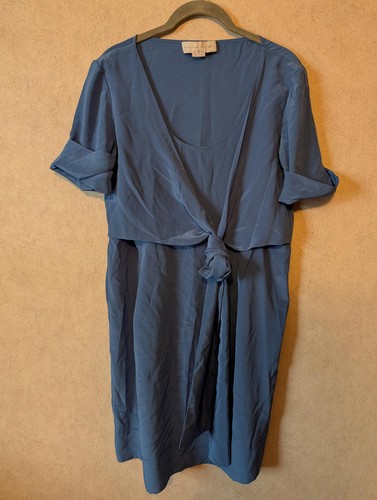 STELLA MCCARTNEY blue front tie silk short sleeve knee-length dress sz 40/6