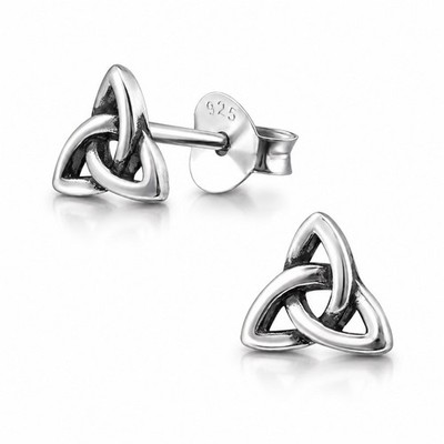 925 Sterling Silber Keltischer Dreifaltigkeitsknoten Ohrstecker 6x6mm gepunzt Geschenktüte