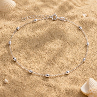 Fußkette Fußkettchen Designkugel 925 Silber verstellbar Damen