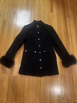 Vintage Express Made In Mongolia Wool & Cashmere Black  Coat Women Size 8