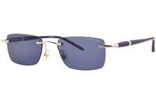 Mont Blanc MB0344S 003 Sunglasses Men's Gold/Blue Rectangle Shape 54mm