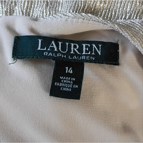 Lauren Ralph Lauren Dress Size 14 Elegant Silver Evening Dress Party Wedding - Picture 6 of 13