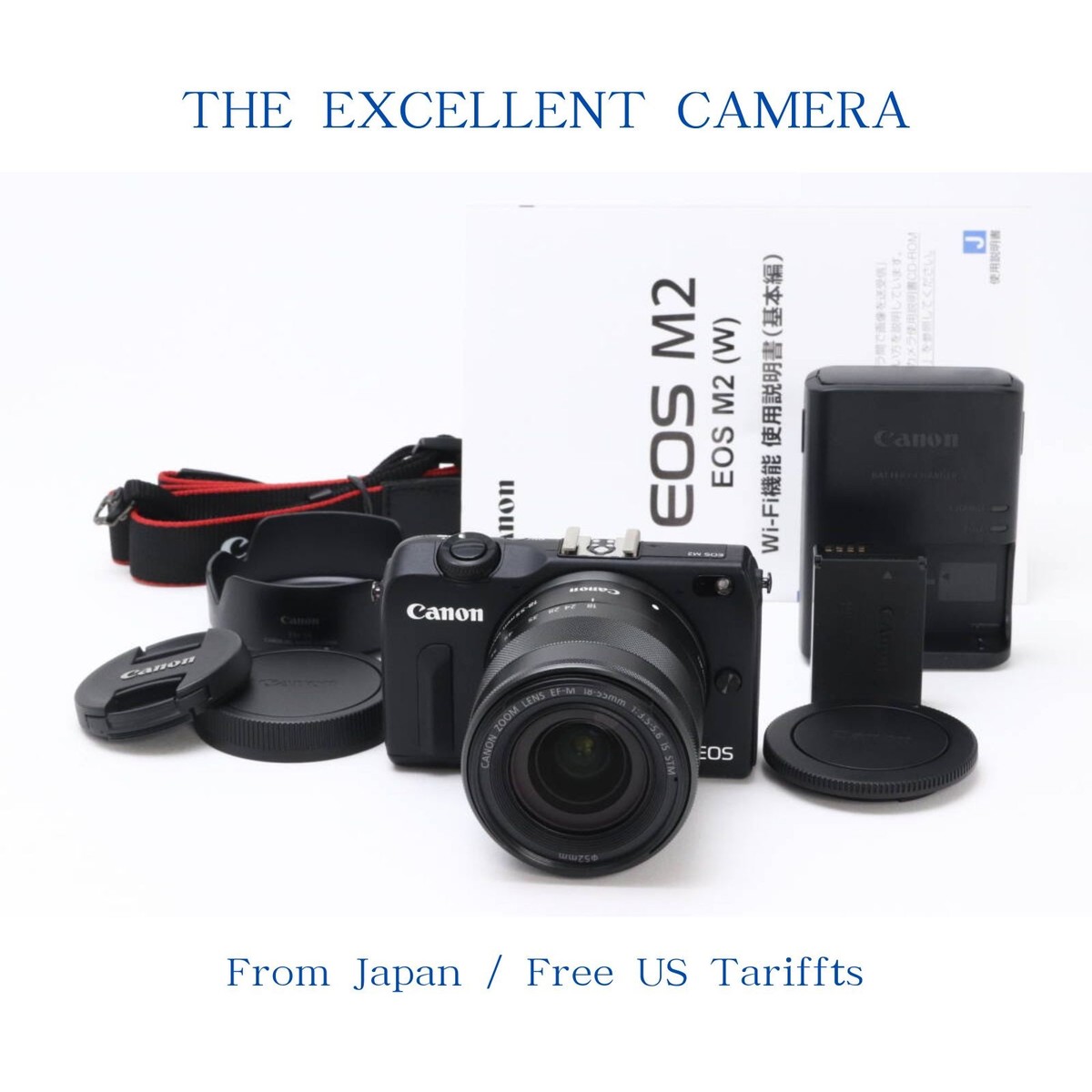 Top MINT /Hood] Canon EOS M2 Digital Camera EF-M 18-55mm IS STM