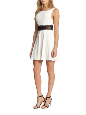 Alice + Olivia Rowan White Lace Cutout Stylish Cocktail Dress Size 10 Mini Party