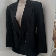 Jacqueline Ferrar Ladies Black Fully Lined Double Breasted Jacket Tuxedo Blazer