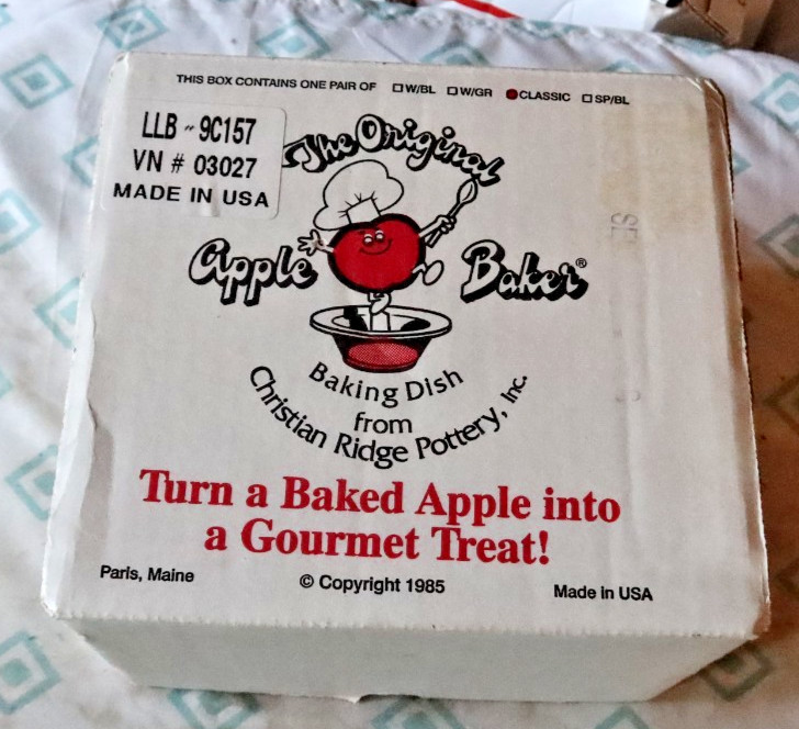 Vintage The Original Apple Baker Baking Dish Christian Ridge Pottery 1985 & Box