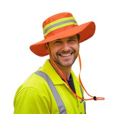 High Visibility Sun Bucket Hat Reflective Neon Boonie One Size, Orange
