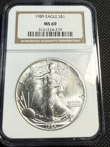 1989 American Silver Eagle NGC MS69 $1 ASE 1 oz Silver Bullion