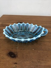 Antique Davidson Blue Glass Pearline Dish / Bowl