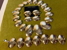 Vtg 1990  s Gold Tone Chunky Collar Necklace Earrings Bracelet Set