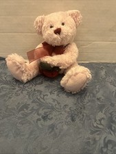 FIRST AND MAIN PLUSH DOLL FIGURE FIONA TEDDY BEAR HOLDING RED ROSE SOFT TOY