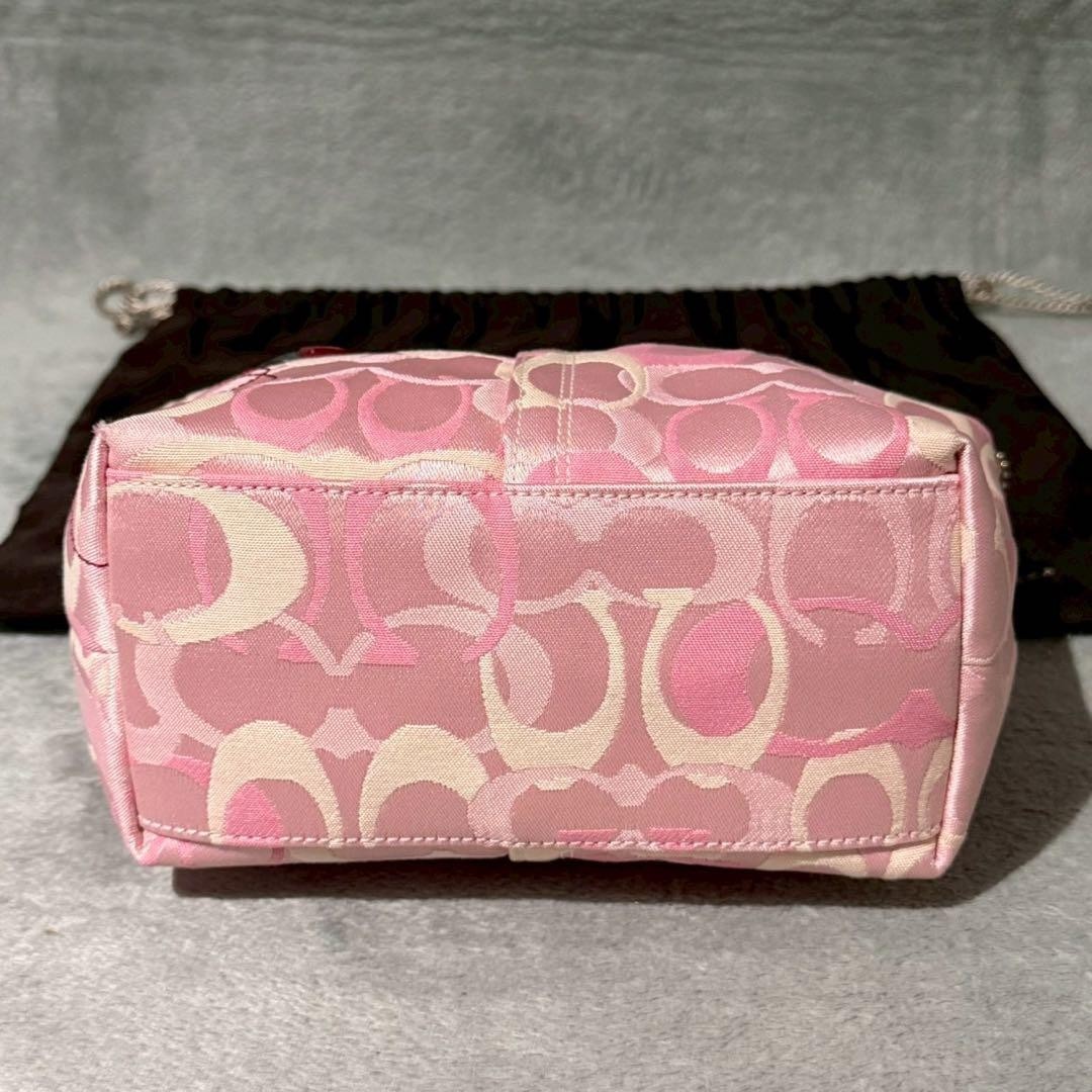 COACH Ladybug Pink Signature Pouch Handbag Canvas Leather Y2K Rare