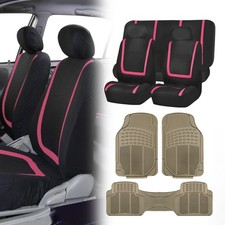 Fh Group Universal Fit Cloth Car Seat Covers For Suv Van W Floor Mats - Pink