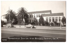 1940's Colton, California  REAL PHOTO High School Bldg, San Bernardino County