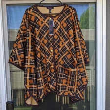 C Wonder Christian Siriano Poncho Button-Front Reversible Size OSP One Size NWT