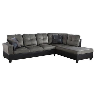 Pemberly Row Contemporary Fabric Right Facing Sectional in Taupe Gray