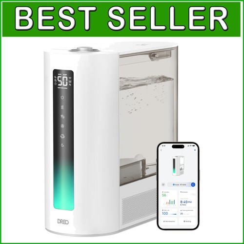 6L Ultrasonic Humidifier with Adjustable Humidity & Digital Display for Nursery