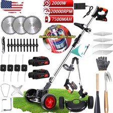 Electric Cordless Grass String Trimmer Lawn Edger Weed Wacker Cutter  2 Battery