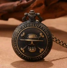 Retro Punk Pirate Captain Double Knife Quartz Pocket Watch with Necklace