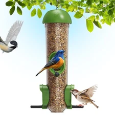 LONA-S3 Tube Bird Feeder with 3 Port and Smart Hanging System, Easy Clean, Green