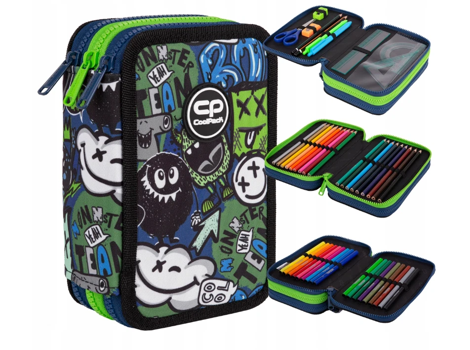 Coolpack MONSTER TEAM 3-FACH Federmappe Federtasche xxl 44 Tlg. NEU
