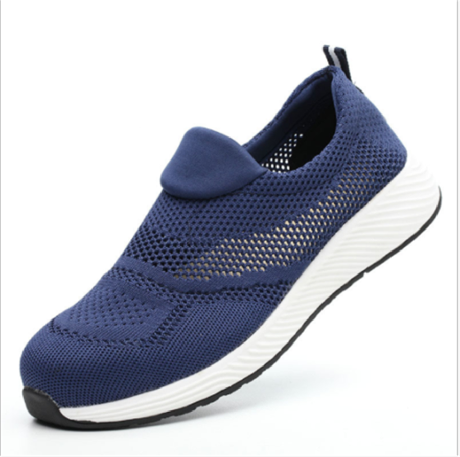 CYKYGGO Arbeitsschuhe Herren Sicherheitsschuhe Damen Leicht Blau 41 EU | mit Stahlkappe Sportlich Stahlkappenschuhe Dämpfung Rutschfest Atmungsaktiv Bequem Sneaker Schutzschuhe Unisex