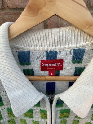 Supreme Gradient Grid Zip Up Polo Supreme Gradient Grid Zip Up