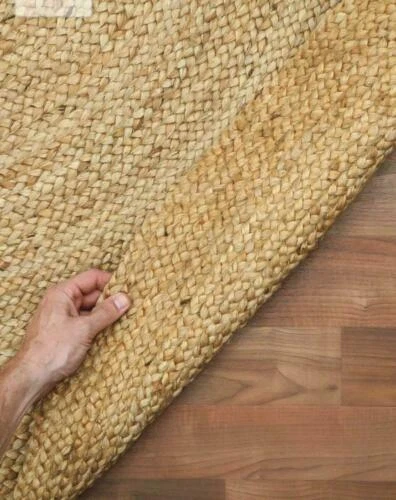 Rug Jute Round 100% Natural Jute Style Rug Reversible Braided Modern Rustic Look - Image 2 of 4