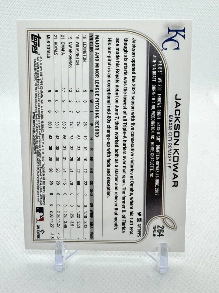 2022 Topps On Demand 3D Jackson Kowar #264 Rookie RC - Image 2 of 2