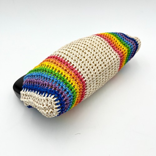 Vintage Raffi Rainbow Stripe Clutch Purse 1970s Hippy Handbag MCL Hong Kong - Picture 8 of 12
