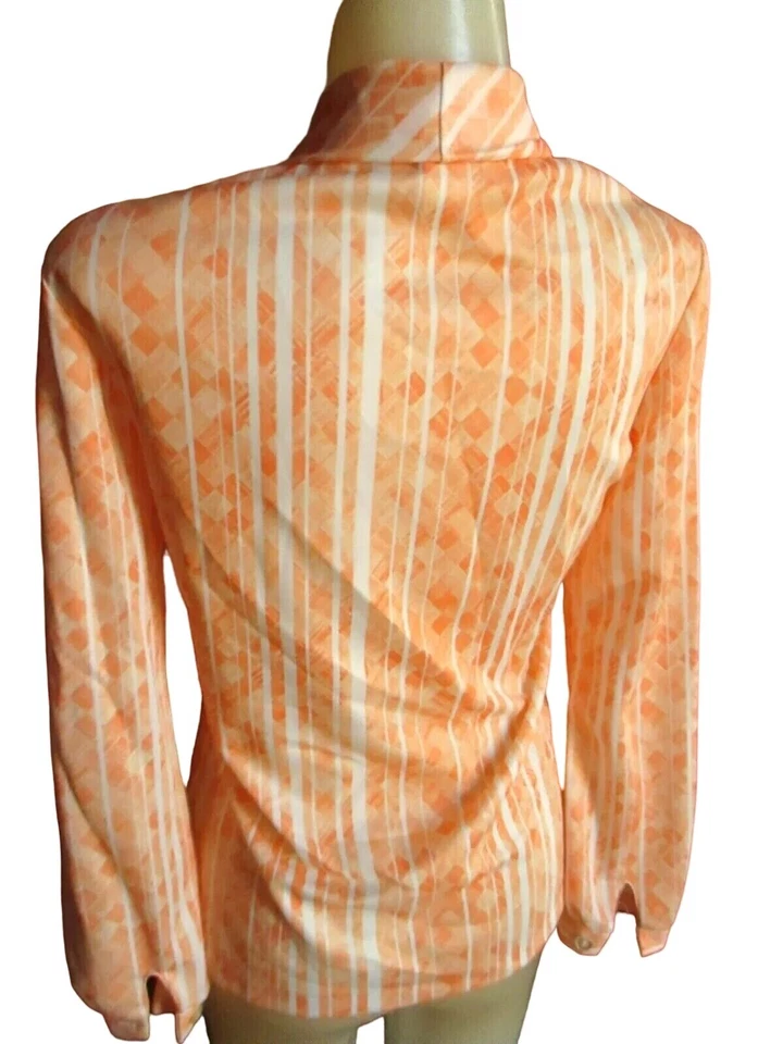 Corbata secretaria vintage años 70 para mujer mediana 10 rosa estampado geométrico Kama Lee Foto 3 de 4