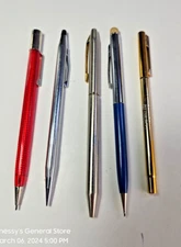 Lot 5 Vintage Ink Pens & Mechanical Pencils Cross, Scripto,Schaeffer, Chromatic