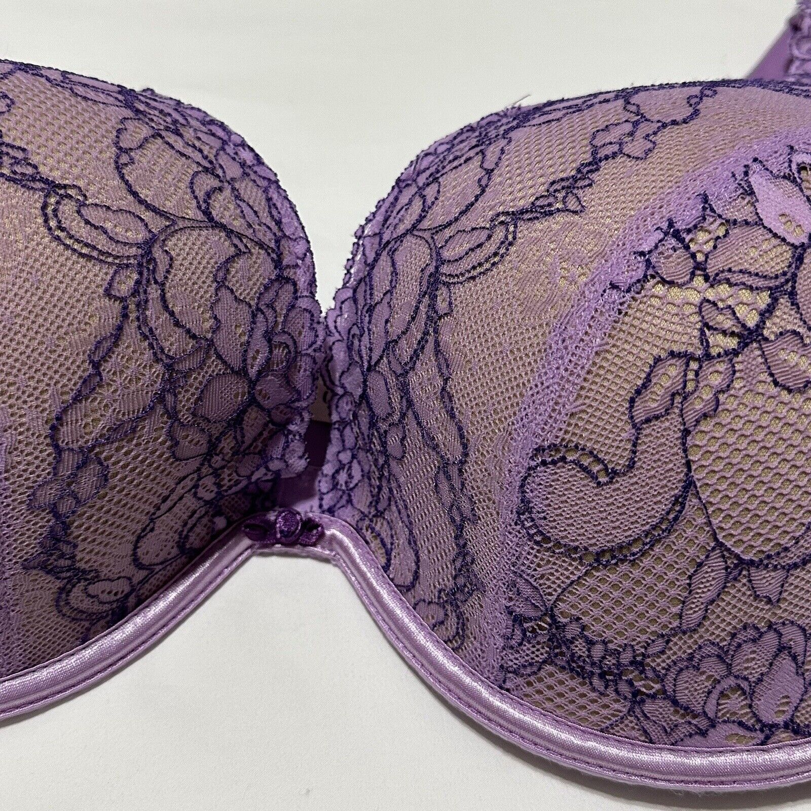 Cacique 44DD Purple / Nude Lace Padded Bra - image 2