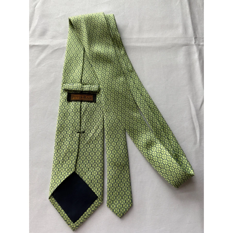 Peter Blair шелковый галстук зеленый круг узор бизнес карьера сделано в США - Изображение 3 из 4