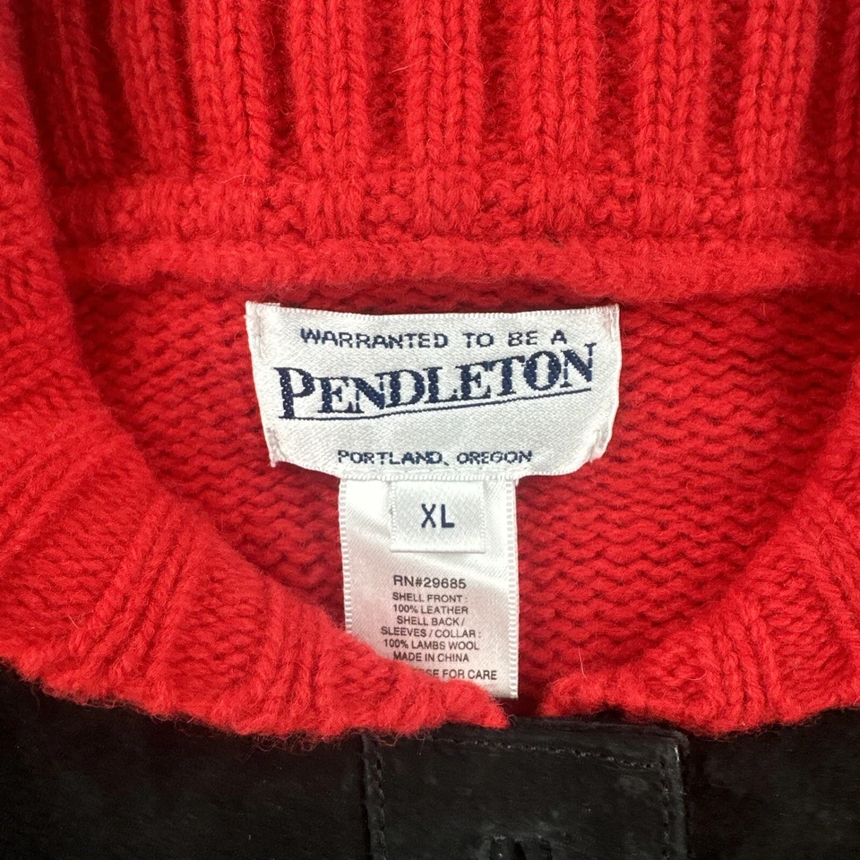 Pendleton Women’s XL Black Front Leather Body Wool Arms And Back - Image 4 of 4
