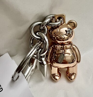 NWT Coach 87166 3 D Rose Gold Bear Silver Bag Charm Keyring NWT Coach 87166 3 D Rose Gold Bear Silver Bag Charm Keyring
