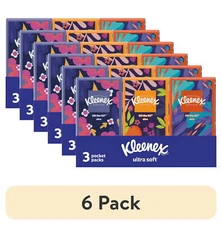 (6 pack) Kleenex On-The-Go Facial Tissues,3 On-The-Go Packs,10 Tissues per Pack