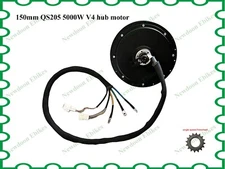 150mm QS205 5000w 50H 3.5T V4 Spoke Hub BLDC Motor For Electric Motor Bicycle.