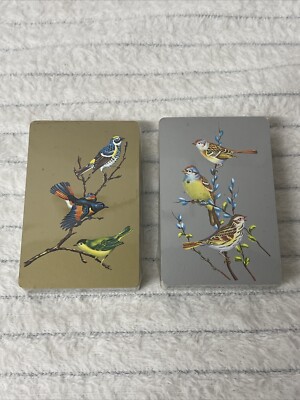2 Vintage Decks mit Tausch-/Spielkarten - HÜBSCHE VÖGEL - GOLD & SILBER HINTERGRÜNDE